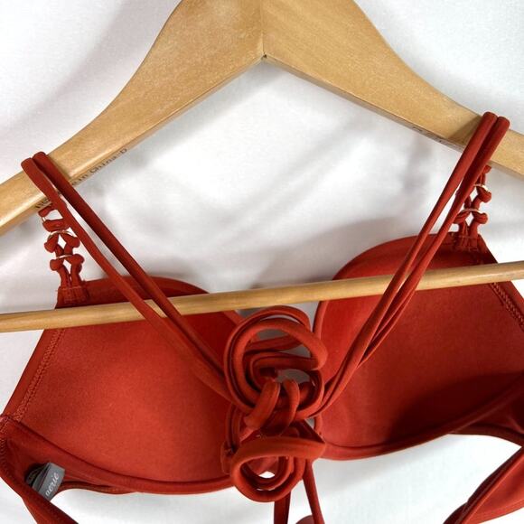 Aerie Burnt Orange Double Strap Halter Bikini Top 32 C - Picture 5 of 6